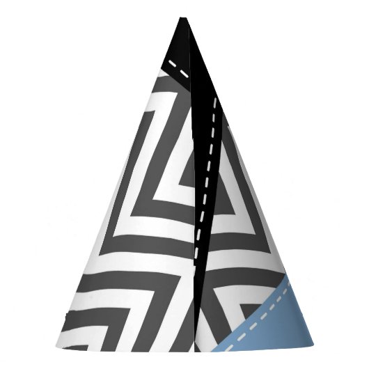 Gray Zigzag, grau Zickzack, Zigzag Muster, blau Partyhütchen (Rückseite)