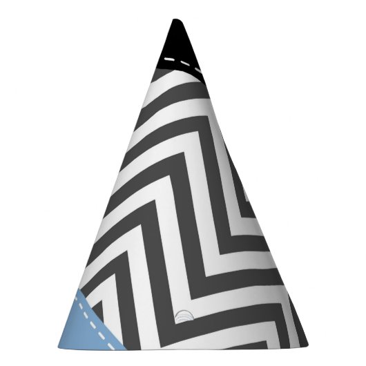 Gray Zigzag, grau Zickzack, Zigzag Muster, blau Partyhütchen (Rechts)