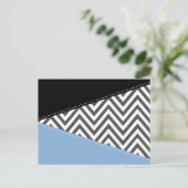 Gray Zigzag, grau Zickzack, Zigzag Muster, blau Postkarte (Stehend Vorderseite)
