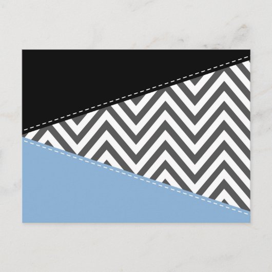 Gray Zigzag, grau Zickzack, Zigzag Muster, blau Postkarte (Vorderseite)