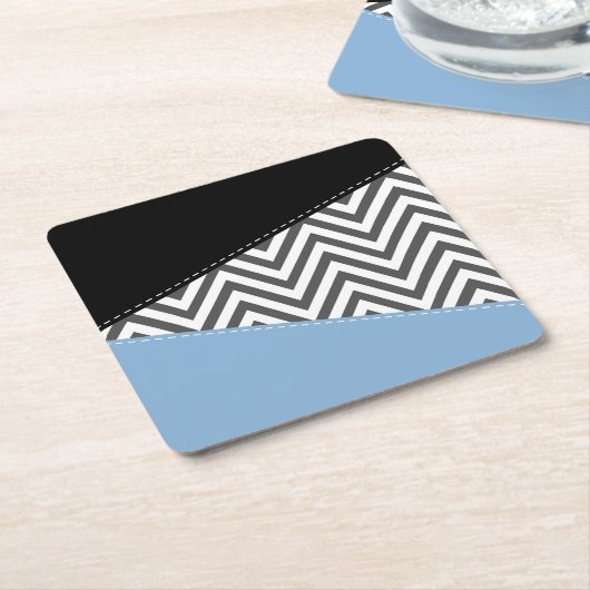 Gray Zigzag, grau Zickzack, Zigzag Muster, blau Rechteckiger Pappuntersetzer (angewinkelt)