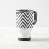 Gray Zigzag, grau Zickzack, Zigzag Muster, blau Reisebecher (VorderseiteRechts)