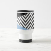 Gray Zigzag, grau Zickzack, Zigzag Muster, blau Reisebecher (Mittel)