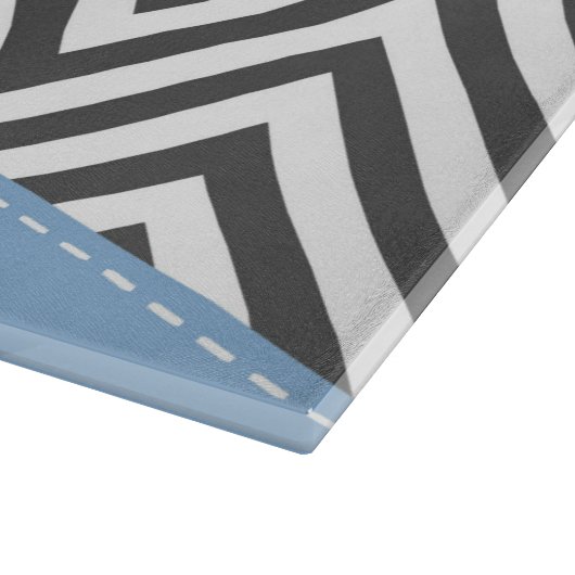 Gray Zigzag, grau Zickzack, Zigzag Muster, blau Schneidebrett (Ecke)