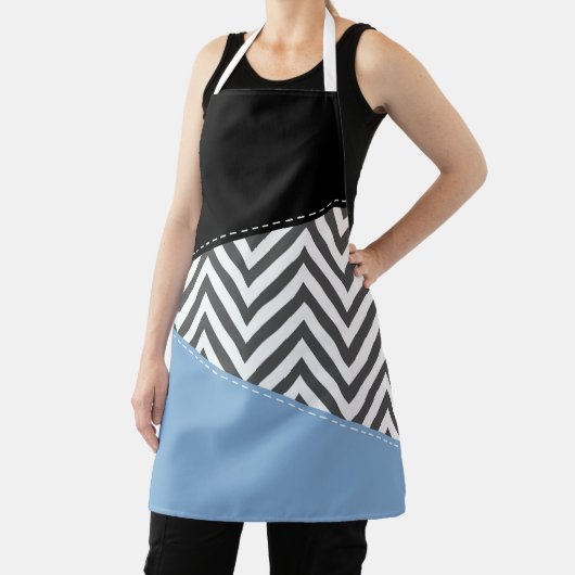 Gray Zigzag, grau Zickzack, Zigzag Muster, blau Schürze (InSitu)