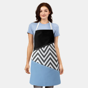Gray Zigzag, grau Zickzack, Zigzag Muster, blau Schürze