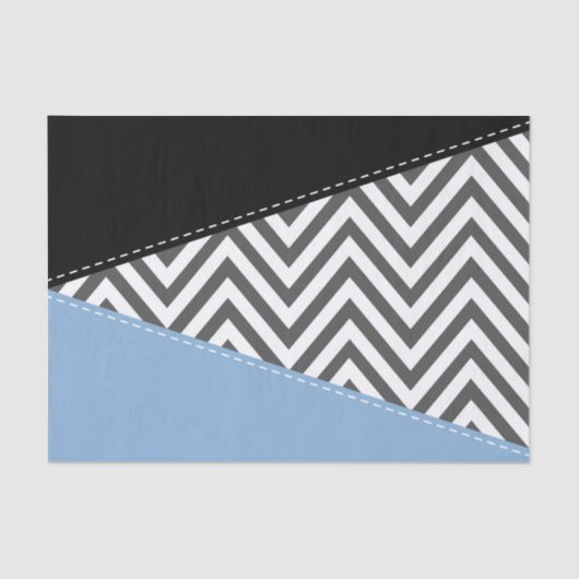 Gray Zigzag, grau Zickzack, Zigzag Muster, blau Seidenpapier (Vorderseite)