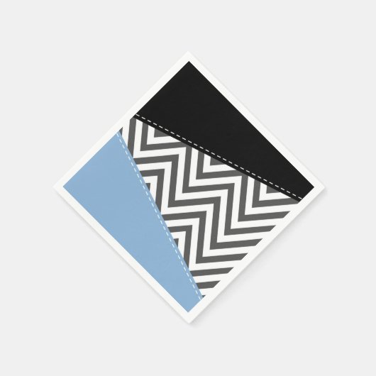 Gray Zigzag, grau Zickzack, Zigzag Muster, blau Serviette (Ecke)