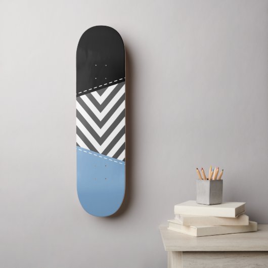 Gray Zigzag, grau Zickzack, Zigzag Muster, blau Skateboard (Wandkunst)