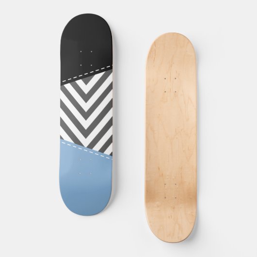 Gray Zigzag, grau Zickzack, Zigzag Muster, blau Skateboard (Vorderseite)