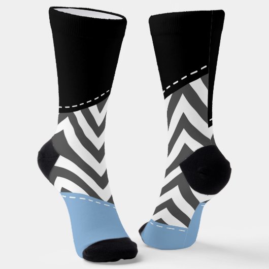 Gray Zigzag, grau Zickzack, Zigzag Muster, blau Socken (Gewinkelt)