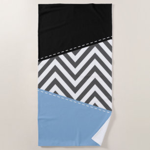Gray Zigzag, grau Zickzack, Zigzag Muster, blau Strandtuch