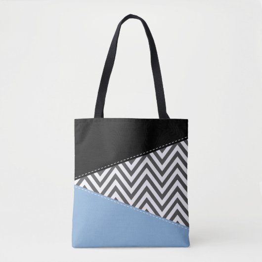 Gray Zigzag, grau Zickzack, Zigzag Muster, blau Tasche (Vorderseite)