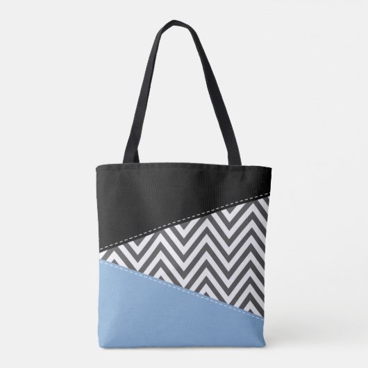 Gray Zigzag, grau Zickzack, Zigzag Muster, blau Tasche (Rückseite)