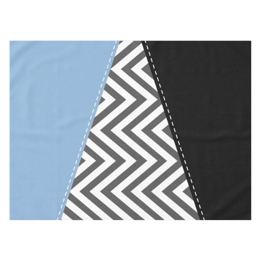 Gray Zigzag, grau Zickzack, Zigzag Muster, blau Tischdecke (Vorderseite (Horizontal))