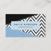 Gray Zigzag, grau Zickzack, Zigzag Muster, blau Visitenkarte (Vorderseite)