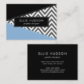 Gray Zigzag, grau Zickzack, Zigzag Muster, blau Visitenkarte (Vorne/Hinten)