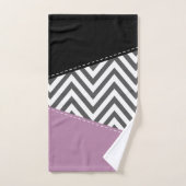Gray Zigzag, grau Zickzack, Zigzag Muster, Lila Badhandtuch Set (Handtuch)