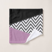 Gray Zigzag, grau Zickzack, Zigzag Muster, Lila Badhandtuch Set (Waschlappen)