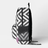 Gray Zigzag, grau Zickzack, Zigzag Muster, Lila Bedruckter Rucksack (Rechts)