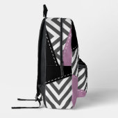 Gray Zigzag, grau Zickzack, Zigzag Muster, Lila Bedruckter Rucksack (Links)