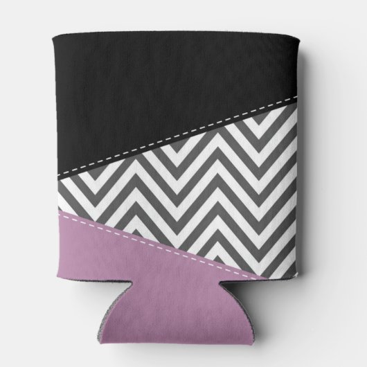 Gray Zigzag, grau Zickzack, Zigzag Muster, Lila Dosenkühler (Rückseite)