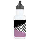 Gray Zigzag, grau Zickzack, Zigzag Muster, Lila Edelstahlflasche (Links)