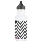 Gray Zigzag, grau Zickzack, Zigzag Muster, Lila Edelstahlflasche (Rechts)