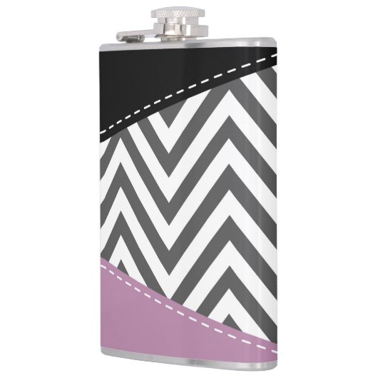 Gray Zigzag, grau Zickzack, Zigzag Muster, Lila Flachmann (Links)