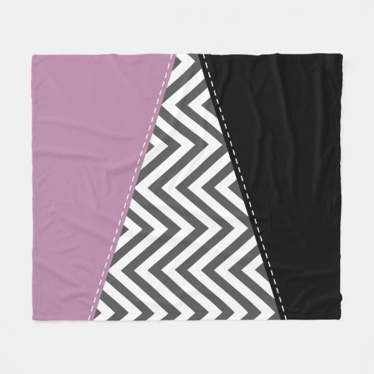 Gray Zigzag, grau Zickzack, Zigzag Muster, Lila Fleecedecke (Vorderseite (Horizontal))