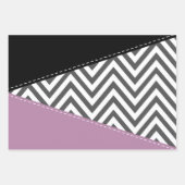 Gray Zigzag, grau Zickzack, Zigzag Muster, Lila Geschenkpapier Set (Vorderseite)