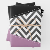 Gray Zigzag, grau Zickzack, Zigzag Muster, Lila Geschenkpapier Set (Beispiel)