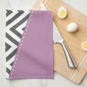 Gray Zigzag, grau Zickzack, Zigzag Muster, Lila Geschirrtuch (Viertel Falte)