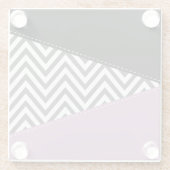 Gray Zigzag, grau Zickzack, Zigzag Muster, Lila Glasuntersetzer (Rückseite)