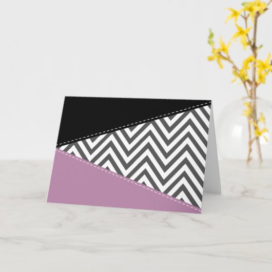 Gray Zigzag, grau Zickzack, Zigzag Muster, Lila Karte (Gelbe Blume)