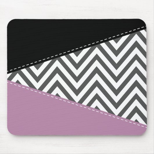 Gray Zigzag, grau Zickzack, Zigzag Muster, Lila Mousepad (Vorne)