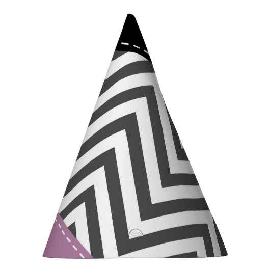 Gray Zigzag, grau Zickzack, Zigzag Muster, Lila Partyhütchen (Rechts)