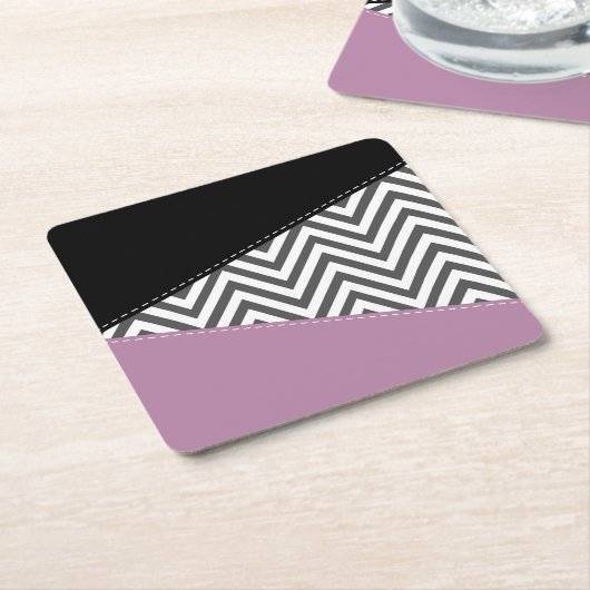 Gray Zigzag, grau Zickzack, Zigzag Muster, Lila Rechteckiger Pappuntersetzer (angewinkelt)