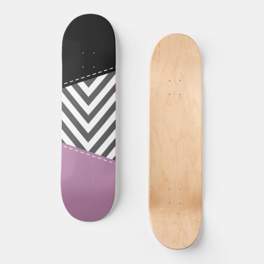 Gray Zigzag, grau Zickzack, Zigzag Muster, Lila Skateboard (Vorderseite)