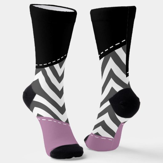 Gray Zigzag, grau Zickzack, Zigzag Muster, Lila Socken (Gewinkelt)