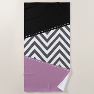 Gray Zigzag, grau Zickzack, Zigzag Muster, Lila Strandtuch