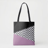 Gray Zigzag, grau Zickzack, Zigzag Muster, Lila Tasche (Vorderseite)