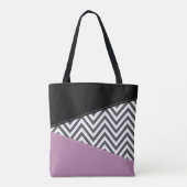 Gray Zigzag, grau Zickzack, Zigzag Muster, Lila Tasche (Rückseite)