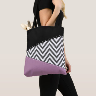 Gray Zigzag, grau Zickzack, Zigzag Muster, Lila Tasche
