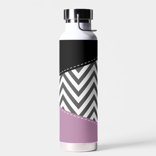 Gray Zigzag, grau Zickzack, Zigzag Muster, Lila Trinkflasche (Links)