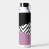 Gray Zigzag, grau Zickzack, Zigzag Muster, Lila Trinkflasche (Vorne)