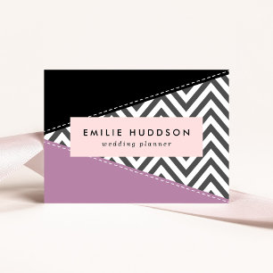 Gray Zigzag, grau Zickzack, Zigzag Muster, Lila Visitenkarte