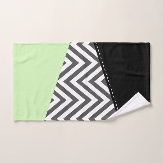 Gray Zigzag, grau Zickzack, Zigzag Muster, Minze Badhandtuch Set (Handtuch)