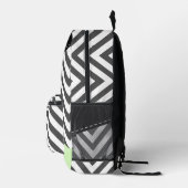 Gray Zigzag, grau Zickzack, Zigzag Muster, Minze Bedruckter Rucksack (Rechts)