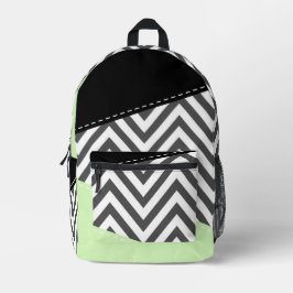 Gray Zigzag, grau Zickzack, Zigzag Muster, Minze Bedruckter Rucksack